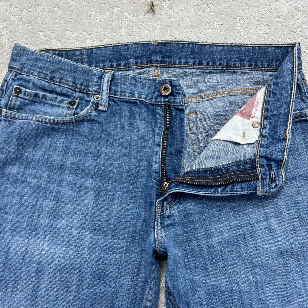 Levis 514 Jeans Mens 34x32 Slim Straight Fit Blue Denim Distressed Cotton Y2k